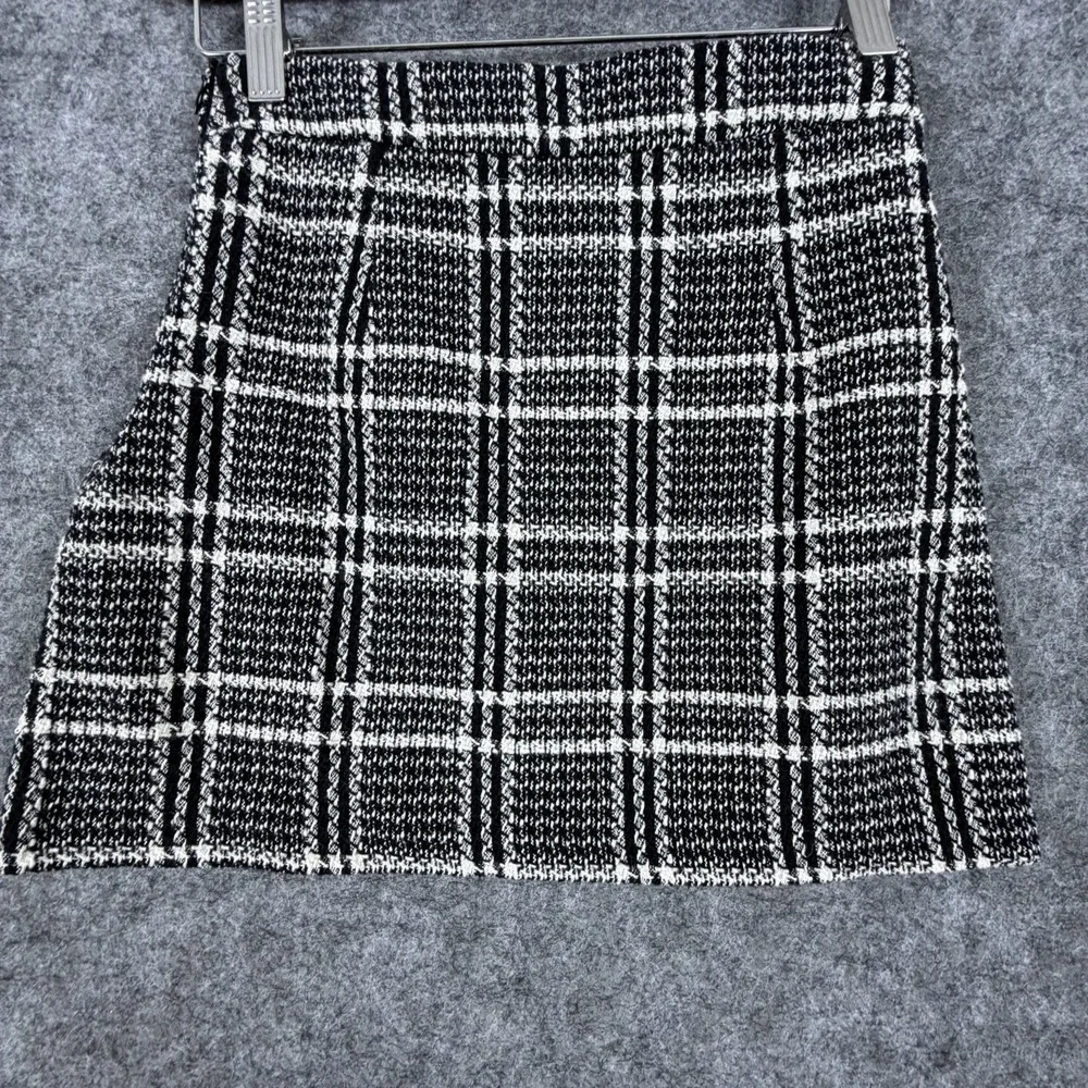 Zara Trf Mini Skirt Womens XS Black White Plaid Tweed Academia Schoolgirl Preppy